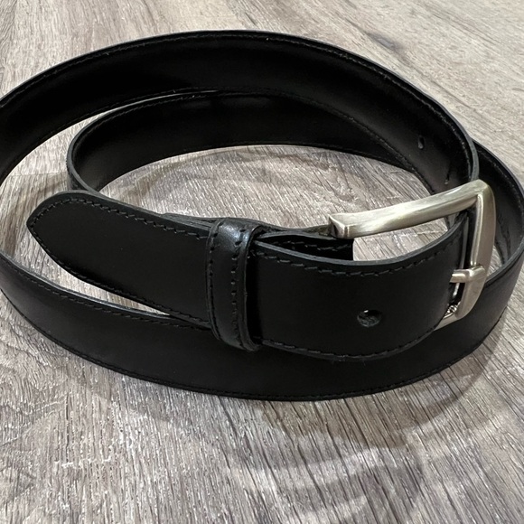 Joseph Turner Made in England XL 38W Genuine Leather Black Belt Silver Buckle - Picture 3 of 11